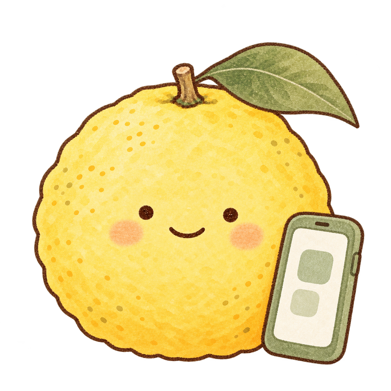 デジタル活用をテーマにしたゆずのイラスト